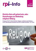 Cover des Heftes RPI INfo 1/2024: Das Wort Religion wird mit Kreide auf eine Tafel geschrieben